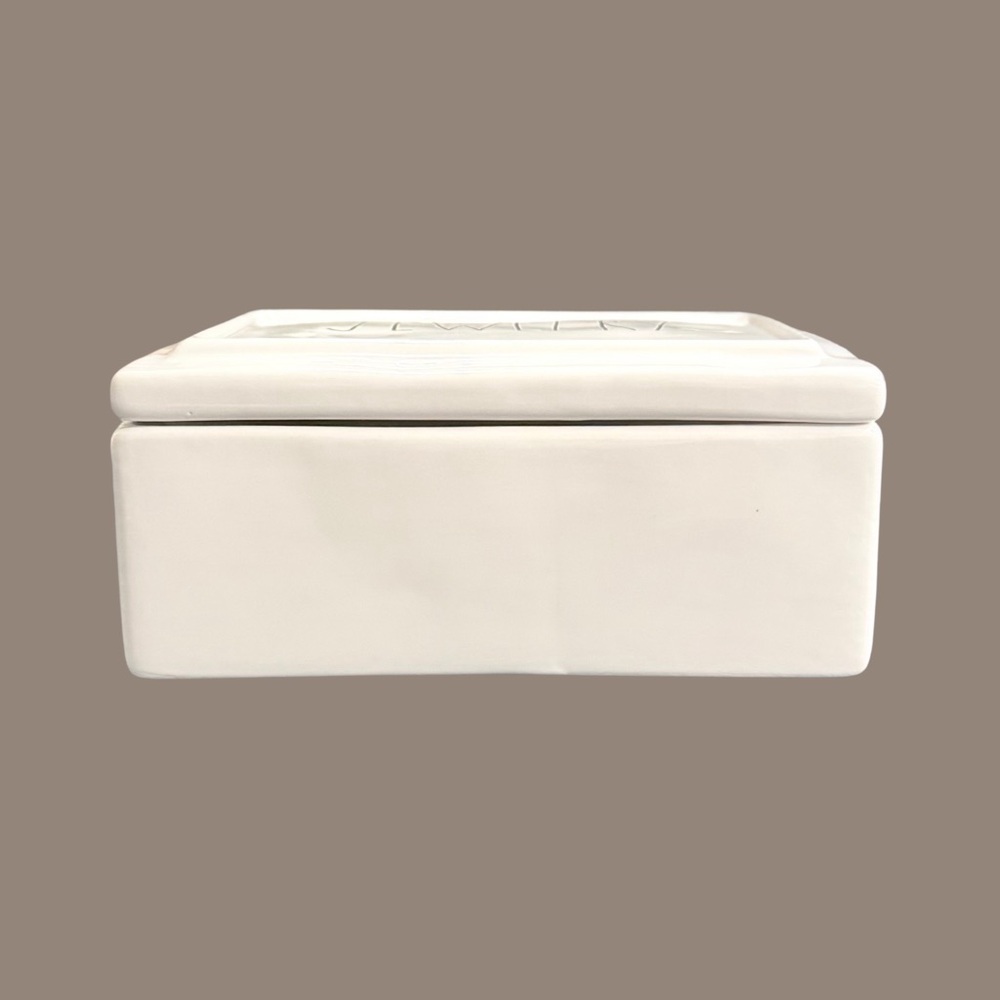 Rae Dunn Jewelry Ceramic Trinket Box with Lid Divided Organizer White - Picture 6 of 9
